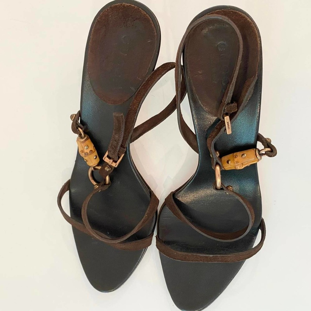 Authentic Gucci by Tom Ford Brown Bamboo Heels/ Sandals Size 34/5 - Picture 2 of 4